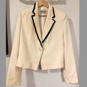 Nordstrom Gallery Blazer, Cream with Black Trim, Size 12